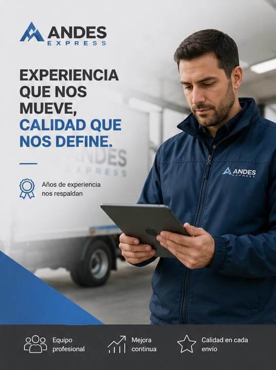 Camioneta de Andex Express entregando paquetes de mensajería express en una oficina.